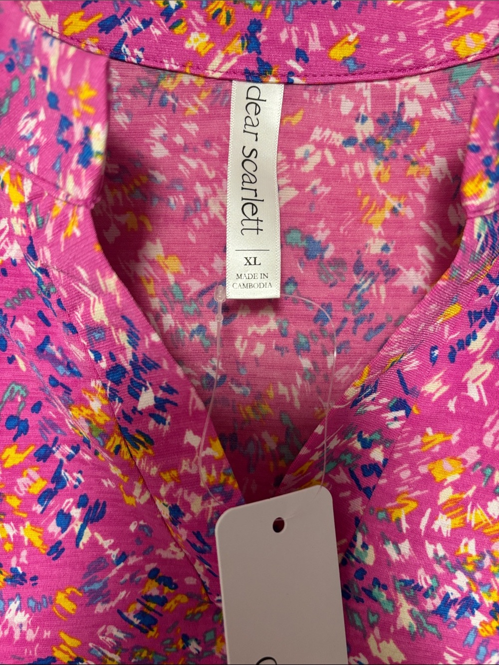 Dear Scarlett Pink Floral Peplum Tunic with Multicolor Print - Picture 2 of 6